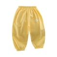 thumbnail image 6 of CYRBOKO Girls Jogger Pants, Linen Feel Tapered Pockets Solid Casual Bottoms Yellow Size 1-2 T, 6 of 6
