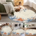 thumbnail image 5 of Round Rugs 4 Ft, Orange Blue Starfish Coastal Non Slip Area Rugs for Kitchen Bedroom Entryway, Summer Beach Eucalyptus Rustic Washable Carpet Runner Rug Floor Mats for Bedroom Home Decor, 5 of 8
