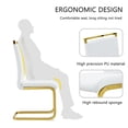 thumbnail image 5 of JUFU Dining Chairs Set of 6, White PU Leather Side Chairs, High Back, Gold Cantilever Base for Dining & Kitchen, 5 of 9
