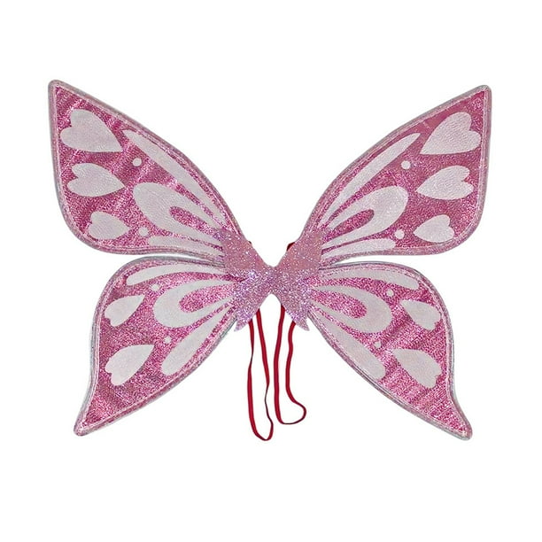 Guardurnaity Disfraz de ala de hada de Halloween destaca con hilo de filigrana Vestido de ala de hada de mariposa Accesorios de disfraces rosa
