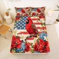 thumbnail image 5 of Manfei Cardinal Bird Blossoms Bed Sheets,American Flag Full Size Sheets,Red Green,4pcs,1 Flat Sheet, 1 Fitted Sheet and 2 Pillowcases, 5 of 6
