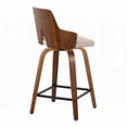 thumbnail image 5 of Set of 2 Ariana Mid-Century Modern Fixed-Height Counter Stools in Walnut Wood with Beige Fabric and Black Metal Footrest, 5 of 5