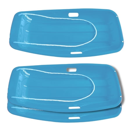 Play Day Snow Plastic Sled Toboggan with Tow Rope  Children s Winter Accessories  Ages 3+ (3-Pack  Blue)