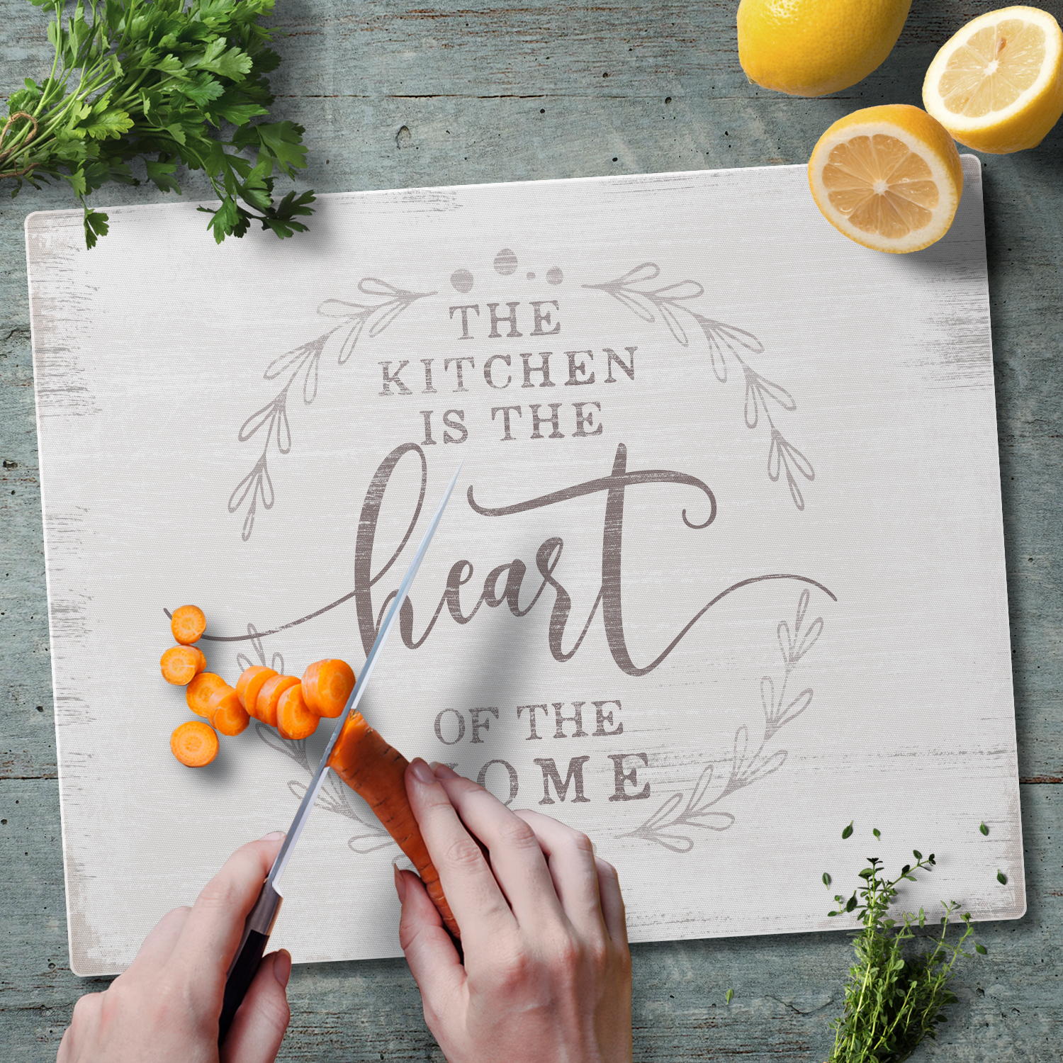 CounterArt Heart of the  Home 3mm Tempered Glass Cutting Board 15" by 12"