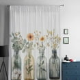 thumbnail image 5 of Eucalyptus Flower Semi Sheer Curtains Drapes for Living Room, Bedroom, French Doors Window 84 Inches Long, Orange Floral Sage Green Leaf Daisy Rod Pocket Chiffon Curtain Drapery Voile Drape Panel, 5 of 6