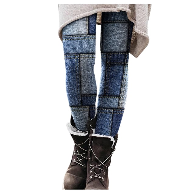 Pantalones con estampado navideño Gibobby para Mujer mallas elásticas largos ajustados informales Azul XL