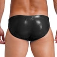 thumbnail image 4 of Traje de baño para hombre, bolsa de contorno metálico, Bikini, ropa interior, traje de baño brillante, calzoncillos con cordón, cintura elástica, calzoncillos de culturismo, 4 of 5