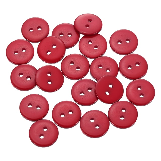 20 piezas de botones de costura de resina, 12.5 mm (1/2") botones redondos de manualidades con 2 agujeros, burdeos