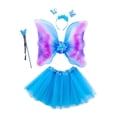 thumbnail image 4 of 4x Girls Fairy Costume Set Fairy Wing Outfit Princess Tutu Skirts Dress up Blue, 4 of 10
