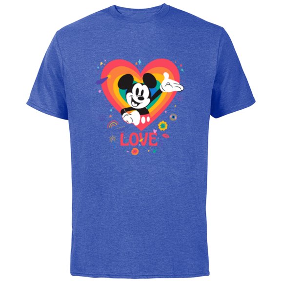 Disney Mickey Mouse Pride Rainbow Love Heart Doodles - Short Sleeve Cotton T-Shirt for Adults - Customized-Royal Heather
