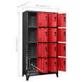 thumbnail image 7 of vidaXL Locker Cabinet with Anthracite and Red, Steel, 7 of 7