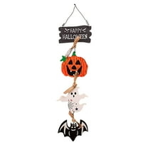Wadada Halloween Pumpkin Ghost Door Sign Decorations, Happy Halloween Wooden Ghost Sign for Front Door Hanger Wreath Decor, Halloween Pumpkin Indoor Outdoor Yard Wall Halloween Party Decorations