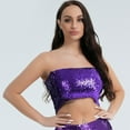 thumbnail image 6 of Girls Womens Sparkly Sequins Crop Top,Glitter Strapless Tube Top Stretch Bandeau Tops for Party Costumes Clubwear, 6 of 8