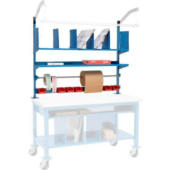 Upright Kit with Uprights, Upper Shelves & Dividers, Bin Rail & Roll Bar for 60 in. Packing Workbenches