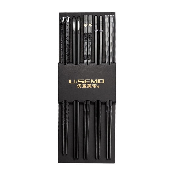 Racing Butterfly Ergonomic Non-Slip Laser Engraved Alloy Chopsticks (5 Pairs)