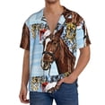 thumbnail image 3 of KLL Christmas Horse Print Men's Shirt Short Sleeve Button Down Summer Cuba Beach Shirts- Small, 3 of 7