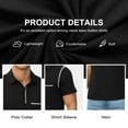 thumbnail image 5 of QDG Mens Polo Short Sleeve Shirt Casual Summer Classic Collared T-Shirt Basic Button Tee with Pocket BLack L, 5 of 8