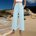 thumbnail image 3 of Women's wide-leg cropped wide-leg pants, flowy and casual , with pockets., 3 of 9