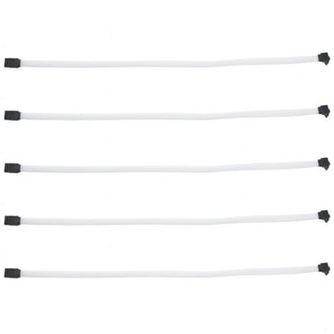 5X 50CM SATA 3.0 III SATA3 7Pin Data Cable Right Angle 6Gb/S SSD Cables HDD Hard Disk Data Cord with Nylon Sleeve(White)