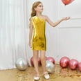 thumbnail image 2 of HNMKIU & Shine Girls Sequin Dress Asymmetric Shoulder Round Neck Party Gown For Toddler Kids Gold,7-8 Years, 2 of 4
