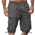 thumbnail image 2 of Mceream Mens Cargo Shorts Elastic Waist with Drawstring & Button-Zip Closure Button Down Shorts Casual Summer Hiking Pants Stretch Knee Length Multi-Pockets Bermuda Workout Shorts Outdoor XXXL, 2 of 6