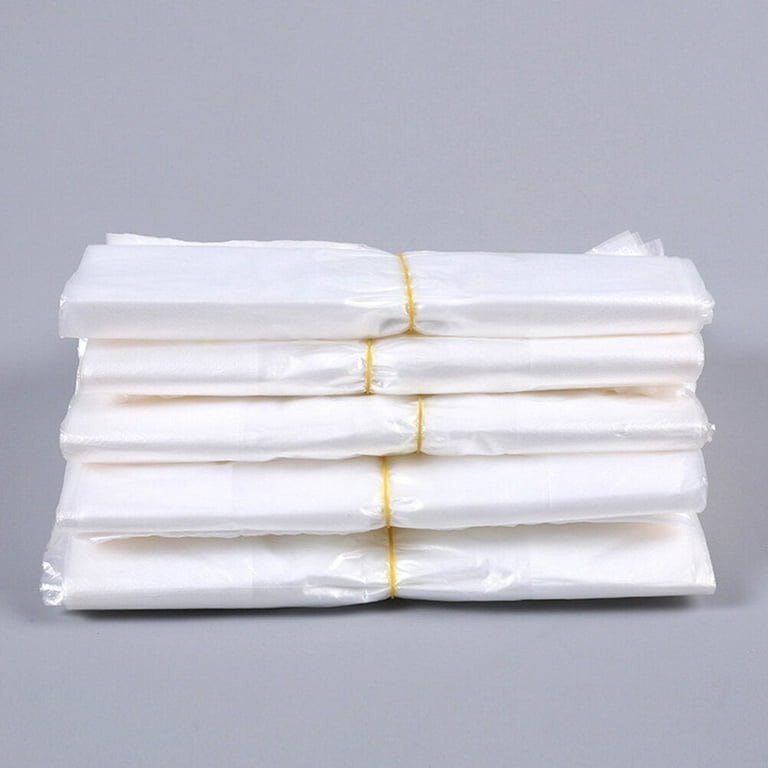 100pcs White Food Grade Plastic Bag with Handle Food Packaging Bag for  Supermarket Store Grocery (20*30)