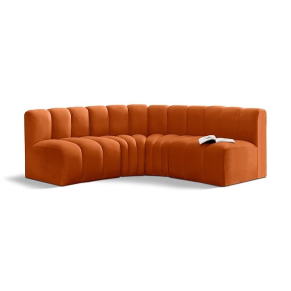 Meridian Furniture Arc Cognac Velvet Modular Sectional