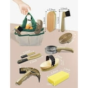Complete 9 Piece Horse Grooming Kit with Tote Bag, Horse Brush Set for Effective Grooming and Bathing, Professional Equine Coat Care Supplies for Horse Riders