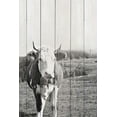 thumbnail image 2 of Hyler, JB 23x32 Black Ornate Wood Framed with Double Matting Museum Art Print Titled - BW Country Cows on Wood, 2 of 4