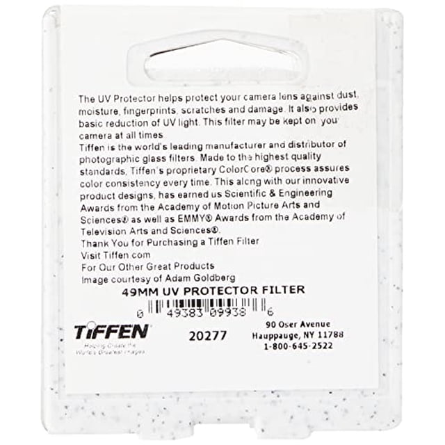 Tiffen 49UVP 49mm UV Protección Cámara Lens Filter , Negro
