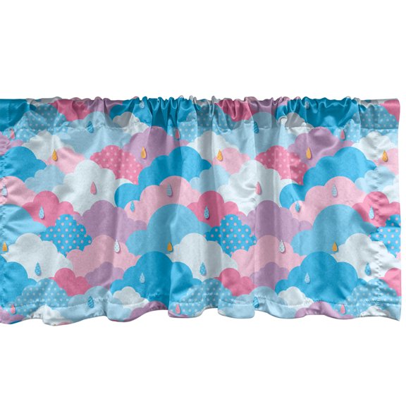 Ambesonne Abstract Window Valance, Style Rain Clouds, 54" X 18", Sky Blue Pink and Lilac