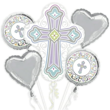 Blessed Day Cross Baptism Foil/Mylar Balloon Bouquet