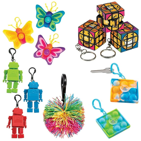 Fun Express Fidget Toy Backpack Clip Assortment Bulk 54 Pc