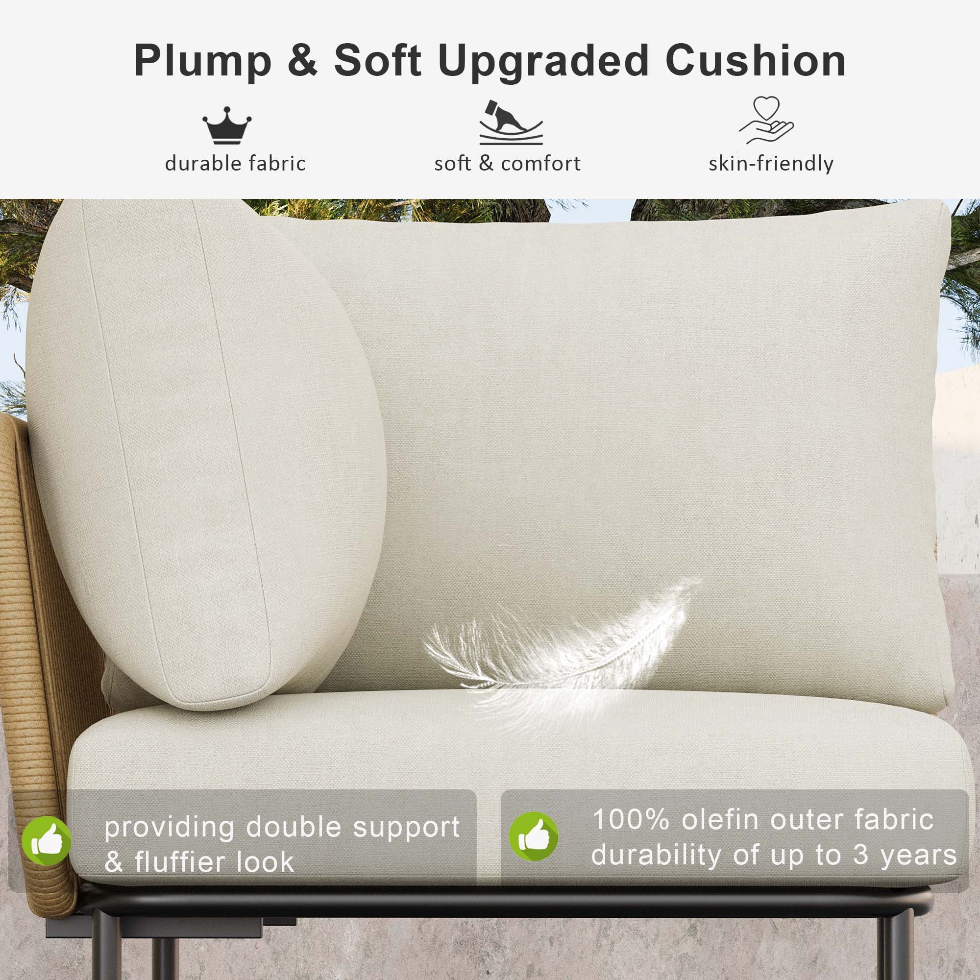 LayinSun 11 Pieces Aluminum Patio Furniture Set, Modern Modular Sectional Sofa with Coffee Table and Upgrade Thickness Cushion