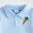 thumbnail image 4 of JUMESGU Baby Hawaiian Outfit Boy Toddler Baby Boy Easter Outfit Carrot Cotton Short Sleeve Button Down Shirt and Shorts Set Summer Clothes 2-4T Blue,18-24 Months, 4 of 7