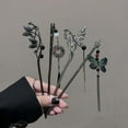 thumbnail image 4 of 2025 New Chinese Style Butterfly Flower Tassel Hair Stick for Women Vintage Metal Hanfu Chopstick Hair Sticks Hair Accessories, 4 of 10