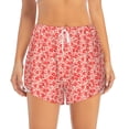 thumbnail image 2 of Gukieu Red Pretty Flowers Print Women's Sports Shorts with Drawstring Elastic Waistband for Running, Yoga, Fitness-Small, 2 of 7