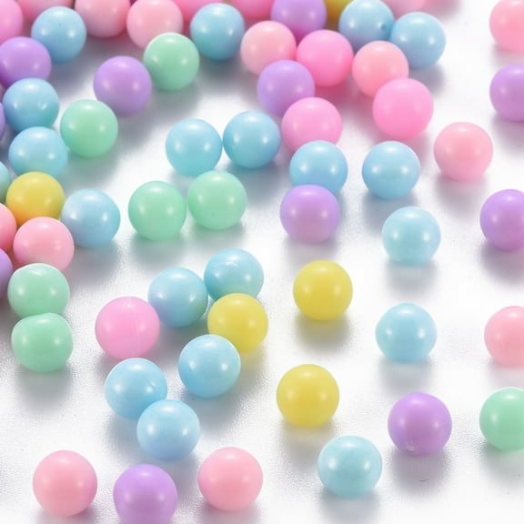 Opaque Acrylic Beads No Hole Round Mixed color 6mm 390pcs/50g
