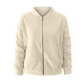 thumbnail image 3 of YYDGH Womens Zip Up Sweatshirts Jackets Long Sleeve Casual Loose Outwear with Pockets Beige L, 3 of 8