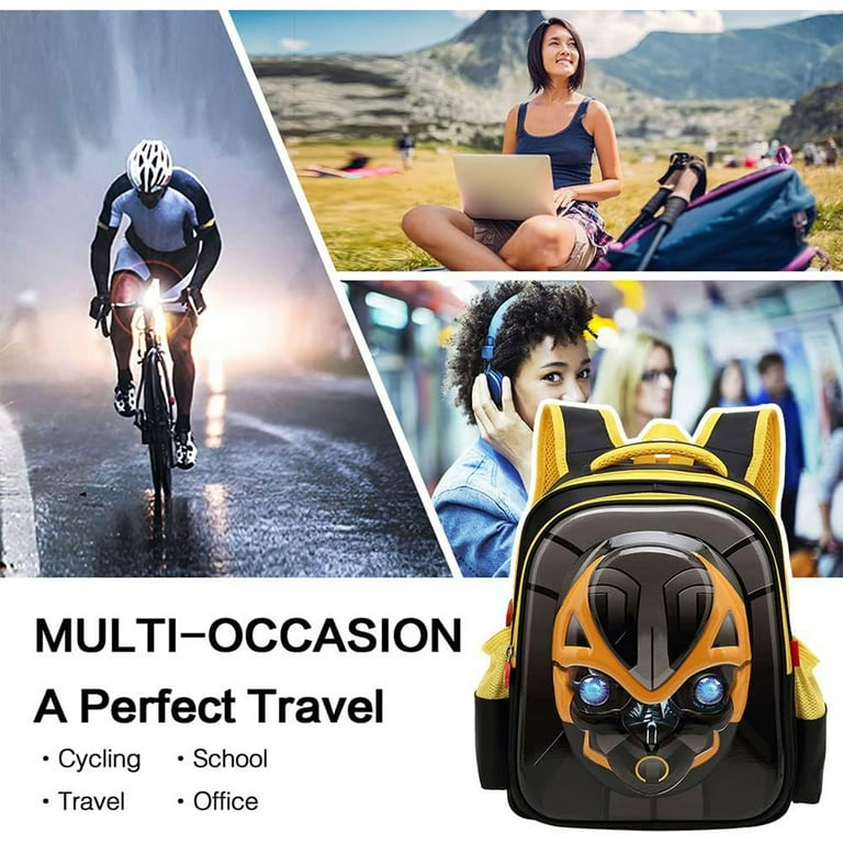 15 Inch Bumblebee Backpack 3DBumblebee SchoolBag Lightweight Elementary School Bags for Boys Girls