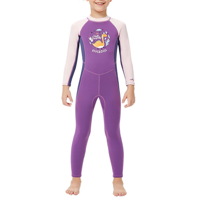 Soidarity Traje de neopreno para niños, conjunto de esnórquel de una pieza, traje de baño de dibujos animados para niñas, traje de neopreno de nailon Deportes acuáticos Violeta S Soidarity OD003308-01