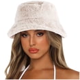 thumbnail image 2 of Kelon Women's Fuzzy Bucket Hat, Soft Fluffy Warm Winter Fisherman Cap, Plush Casual Sun Headwear, One Size Bucket Hats, 2 of 8