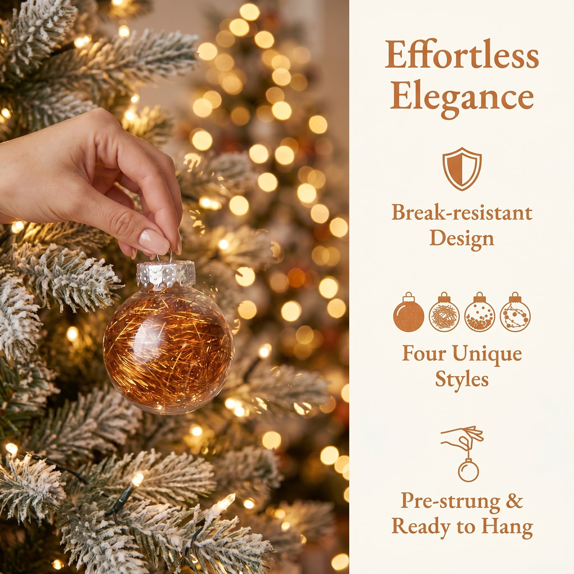 Unique Bargains Christmas Tree Ornaments - 24 Pack Baubles Shatterproof Balls Bronze 2.4"