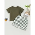 thumbnail image 4 of Faithtur Vêtements d'Été pour Garçons Ensemble 2 Pcs T-Shirts à Manches Courtes Col Rond Imprimé Lettre et Shorts à Damier, 4 of 9