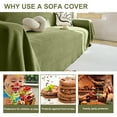 thumbnail image 3 of SANMADROLA Sofa Cover Green Chenille Couch Covers, Corduroy Jacquard Non Slip Couch Sofa Cover, Love Seat Couch Covers for 2 Cushion Couch, Furniture Protector for Dogs, Pets, 71"x118", 3 of 7