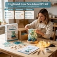 thumbnail image 7 of CHJK DIY Sea Glass Art Kit with LED Lights, Inspired Mosaic Art Decoration, Creative Handmade Gift for Adults, Highland Cow, 7 of 7