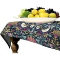 thumbnail image 4 of Retro Bird Floral Tablecloth, Bohemia William Morris Original Design Print Table Cover for Home Picnic Party Dining Room Kitchen Decor, (Pink Strawberry Thief) 55x55inch, 4 of 6