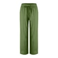 thumbnail image 5 of leijia Womens Casual Linen High Waist Pants Drawstring Loose Fit Summer Pants Trousers with Side Pockets, 5 of 5