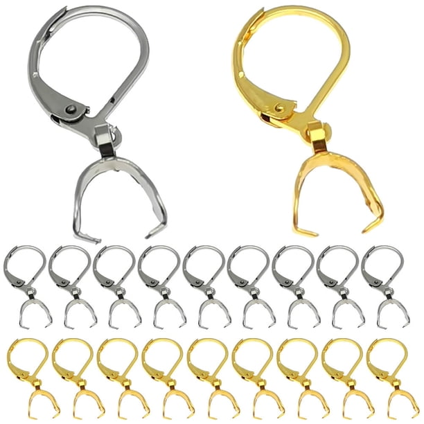 BRIGHTFUFU 40pcs Ganchos de arete de acero inoxidable Broches de colgante Buckles Accessy Joyas Making Supply