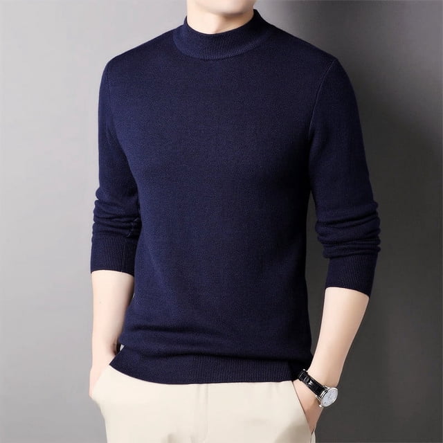 FGKKS 2024 Outdoor Casual Sweater For Men Solid Color Wool Turtleneck Primer High Quality Design Turtleneck Sweater For Men